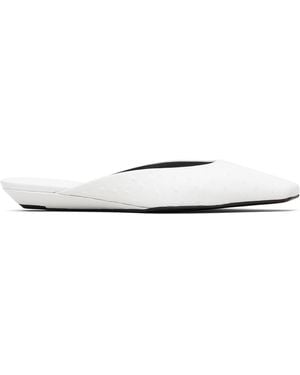 Loulou de Saison Alix Ostrich-Effect Leather Mule Flats - Black