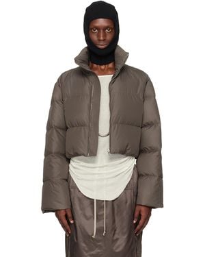 Rick Owens Moncler + Cropped Cyclopic Down Jacket - Brown