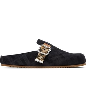 Burberry ブラック Urchin チェック スエード クロッグ