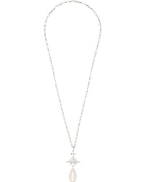 Vivienne Westwood シルバー Giant Faux-Pearl Drop ペンダント ネックレス - ブラック
