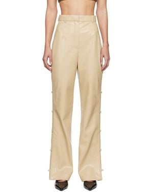 Nanushka Beige Felina Vegan Leather Trousers - Natural