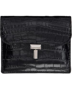 TOTEME T-Lock Croco-Embossed Card Holder - Black