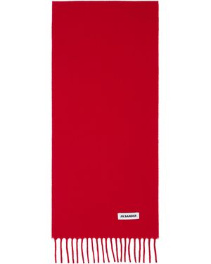 Jil Sander Slim Wool Scarf - Red