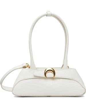 Marine Serre Croco Embossed Leather Aurora Mini Bag - White