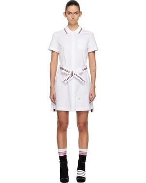 Thom Browne Solid Poplin Bow Minidress - Black