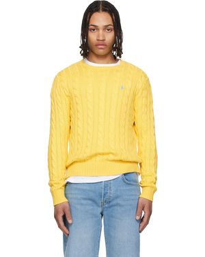 Polo Ralph Lauren Pull Jaune En Tricot Câblé De Coton