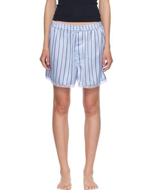 Skims Woven Shine Lace Boxer Shorts - Blue
