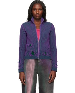 MM6 by Maison Martin Margiela Zipped Turtleneck Jacket - Blue