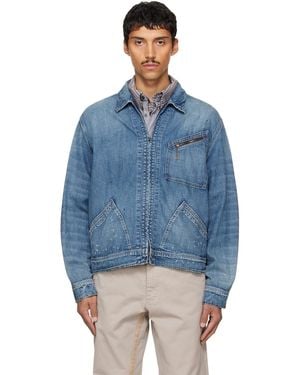 Maison Margiela Zipped Denim Jacket - Blue