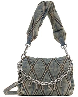 DIESEL Quilted Denim Shoulder Bag - Grey