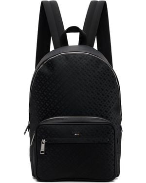 BOSS Check Faux-Leather Backpack - Black