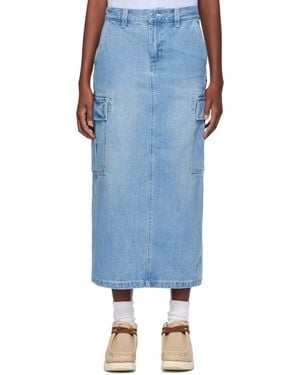 A Bathing Ape Patch Denim Cargo Midi Skirt - Blue