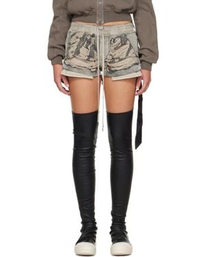 Rick Owens Short Boxeur Bleu En Denim À Poches Fog - Gris