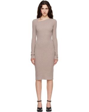MM6 by Maison Margiela Taupe Ribbed Midi Dress - Grey