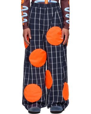 Walter Van Beirendonck ネイビー Sun トラウザーズ - オレンジ