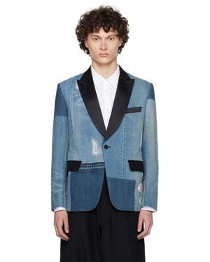 Junya Watanabe ブルー パッチワーク デニム テーラードジャケット