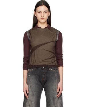 ANDERSSON BELL Layered Mesh Tuck & Dart Top - Black