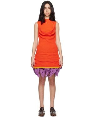 Kiko Kostadinov Vecto Knit Tunic Minidress - Orange