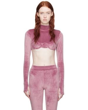 Gcds Purple Cropped Turtleneck - Red
