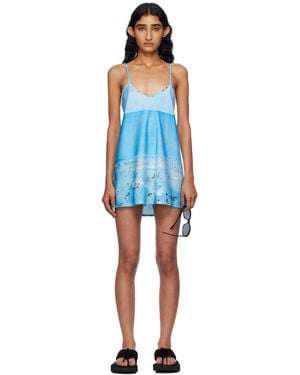 Abra Ssense Exclusive Printed Satin Minidress - Blue