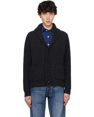 Drake's Lambswool Shawl Collar Cardigan - Black