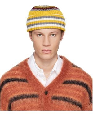 Marni Striped Ribbed Beanie - Orange