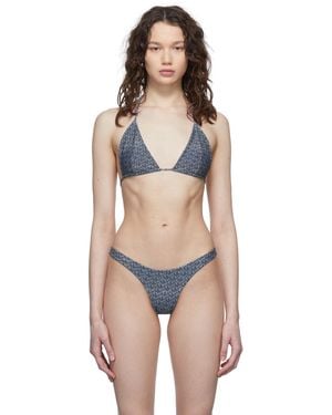 Magda Butrym ネイビー Strappy 三角ビキニトップ - ブラック
