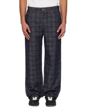 Burberry Loose Check Jeans - Blue