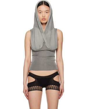 Isa Boulder Haut Gris À Capuche Drapée - Noir