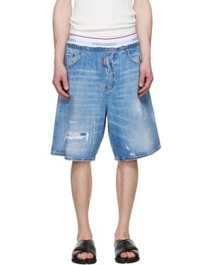 DSquared² Light Wash Surfer Denim Shorts - Blue