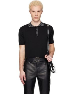 Ernest W. Baker Collar Check Jacquard Polo - Black