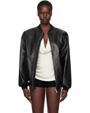 Magda Butrym Oversized Leather Bomber Jacket - Black