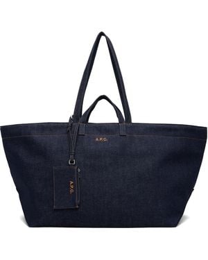 A.P.C. Drummer Toile Tote - Blue