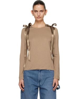 Simone Rocha Tan Bow Ribbon Tail Long Sleeve T-Shirt - Blue