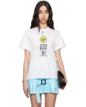 Super Yaya ホワイト Logo Elastic Tシャツ