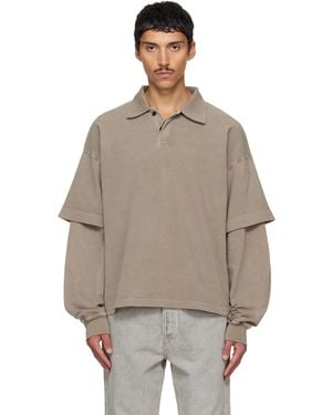 Agolde Khaki Curren Double Sleeve Polo - Grey