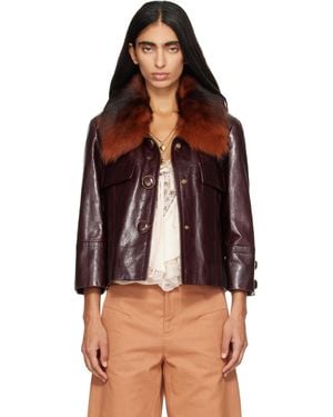 Chloé Cropped Leather Jacket - Red
