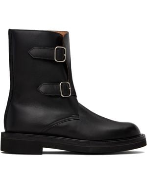 AURALEE Leather Work Boots - Black