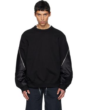 Dries Van Noten Pull Molletonné Noir À Panneaux Contrastants
