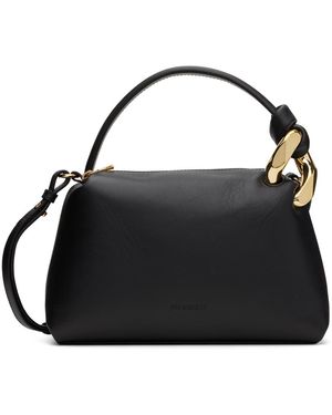 JW Anderson Petit sac structuré noir en cuir à logo et à maillon gourmette