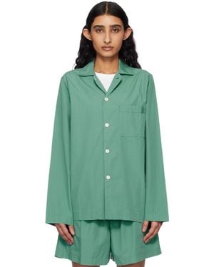 Tekla Poplin Long-Sleeved Pajama Shirt - Green