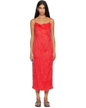 Bottega Veneta Viscose Fil Coupé Midi Dress - Red