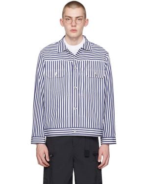 Sacai Navy & White Spread Collar Jacket - Blue