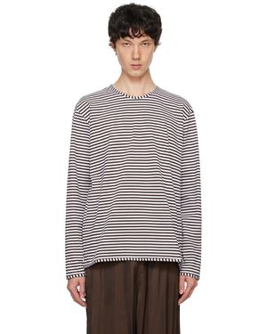【関税込み】SUNNEI ホワイト ライン 長袖Tシャツ SUNNEIのオフホワイト ロゴプリント 長袖Tシャツがセール中
