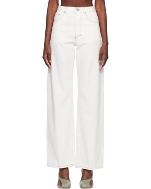 Dries Van Noten オフホワイト コントラストステッチ ジーンズ - ブラック
