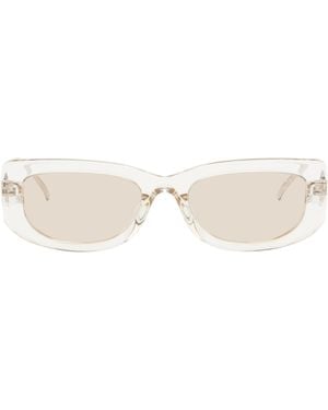 Prada シルバー スクエア アセテート メタル ロゴ サングラス - ブラック