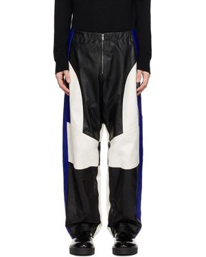Jil Sander &ネイビー Motocross レザーパンツ - ブラック