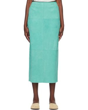 AURALEE Lamb Suede Midi Skirt - Green