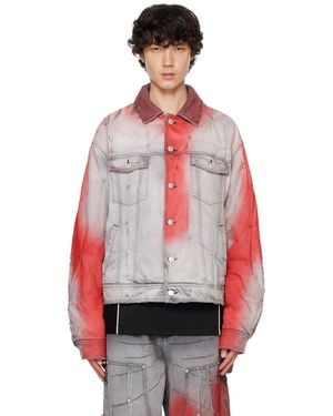 Kusikohc Padded Multi Rivet Denim Jacket - Red