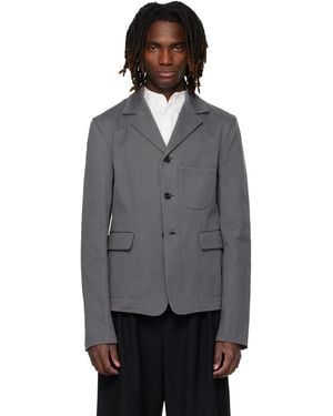Rier Notched Lapel Denim Blazer - Black